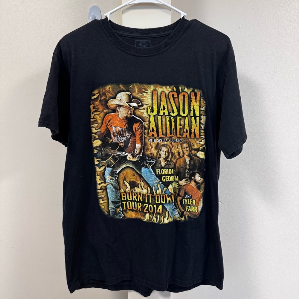 RARE Jason Aldean, Florida Georgia Line, Burn It Down Tour 2014 T-Shirt, Medium